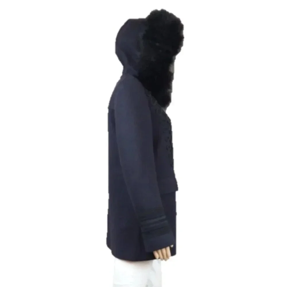 Zara Women Navy Blue Hooded Trench Coat